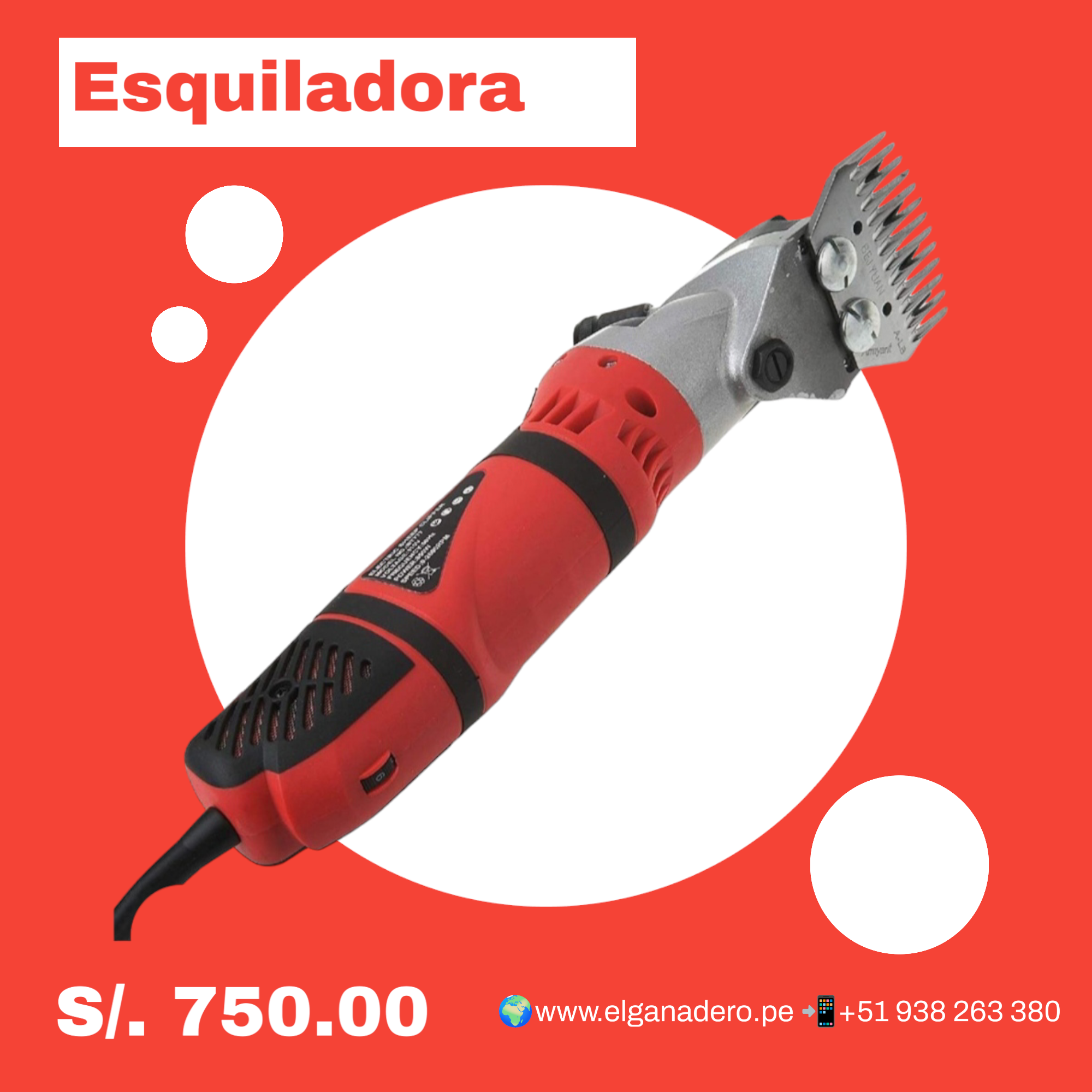 Esquiladora Eléctrica para Ovejas y Camelidos - Imagen 2