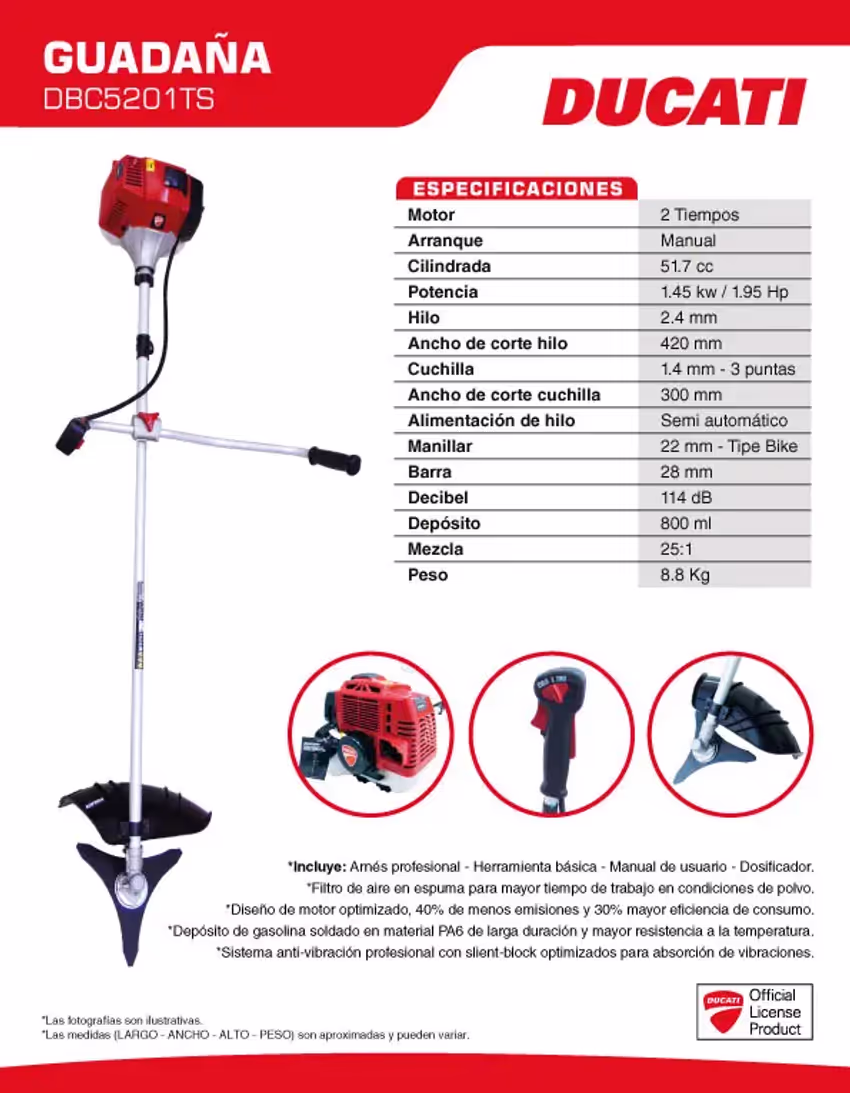 Motoguadaña Segadora DUCATI DBC5201TS - Imagen 3