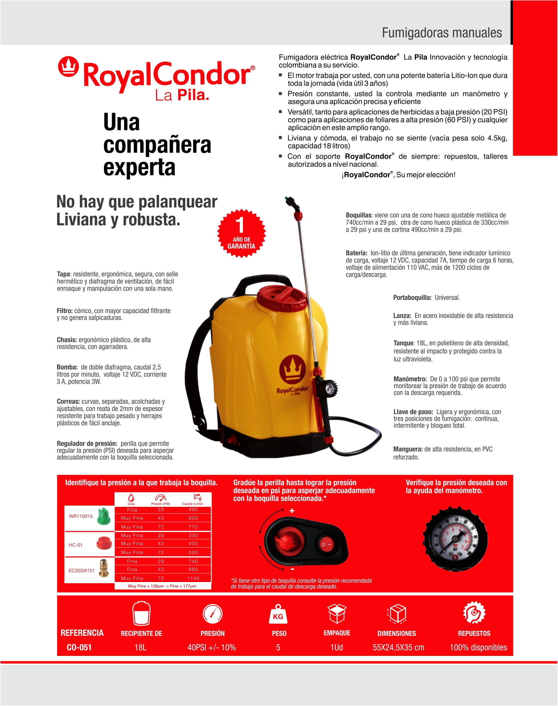 Fumigadora a Bateria Recargable de Litio Royal Condor La Pila - Imagen 6