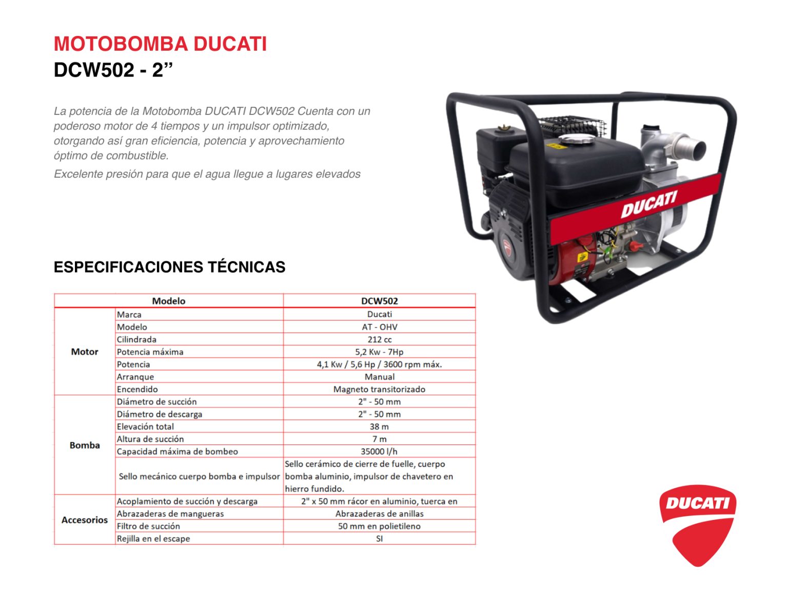 Motobomba Ducati DCW502 2" 7HP - Imagen 7