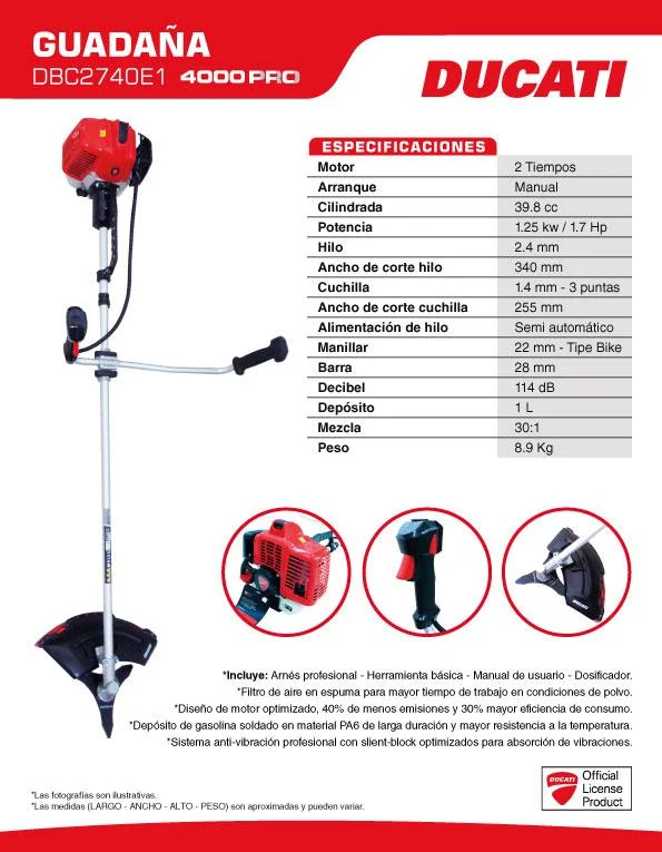 Motoguadaña Desbrozadora Ducati DBC4000 Profesional - Imagen 2